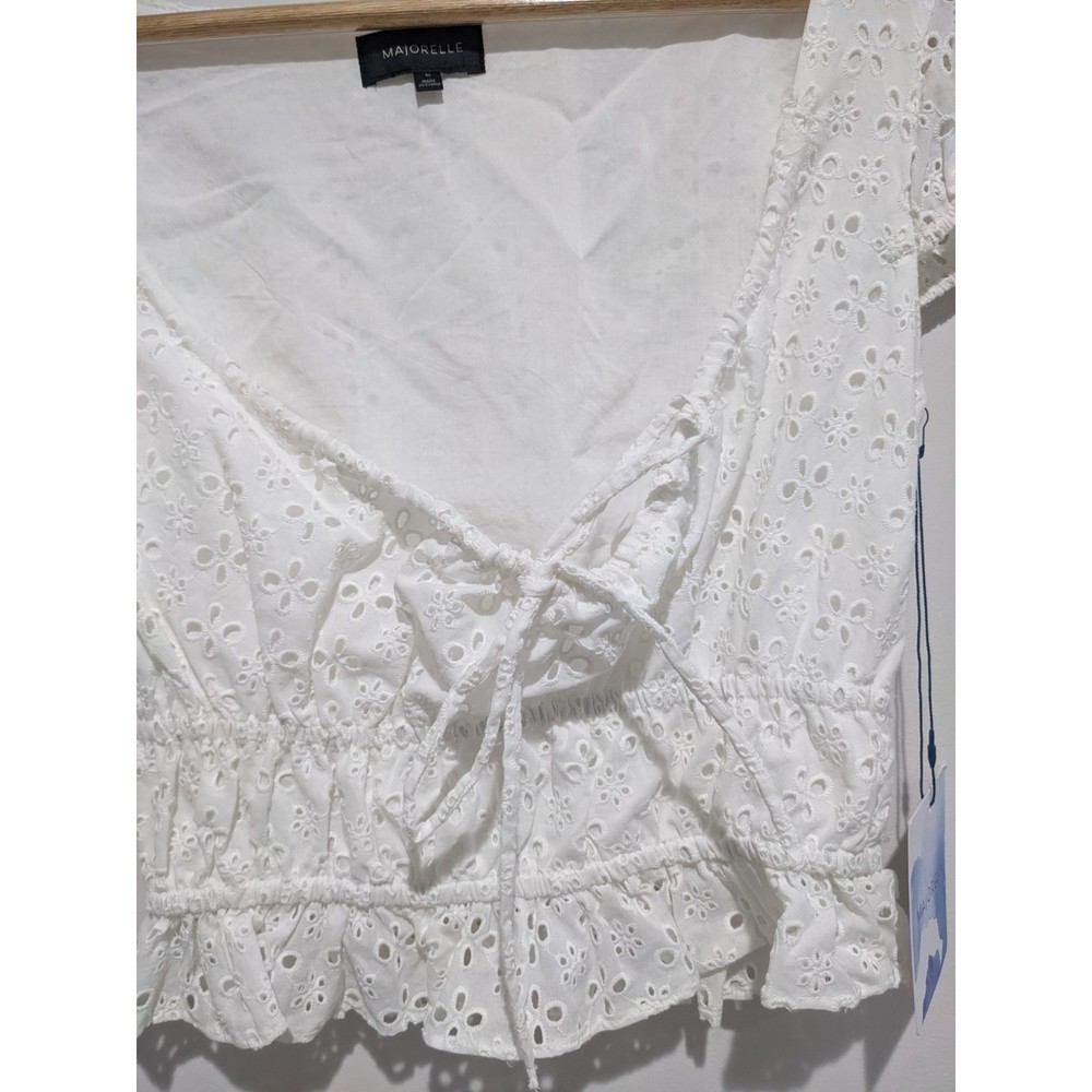 Majorelle White Eyelet Cottagecore Blouse Size XS - Picture 4 of 10